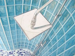 Curved glass block shower